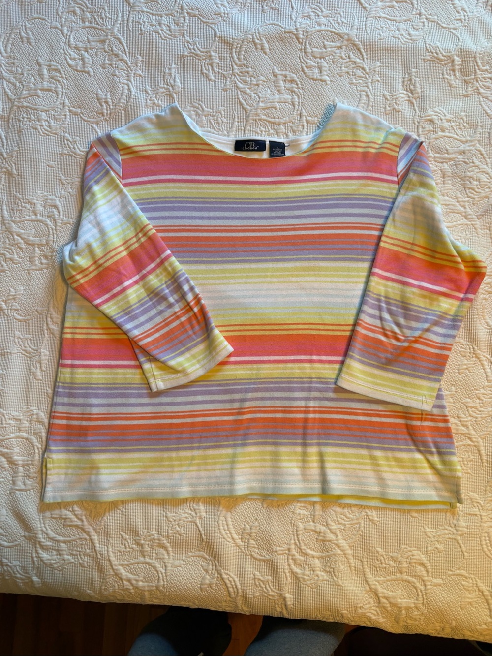 CB casual Pastel Multistripe 3/4 Sleeve Tee